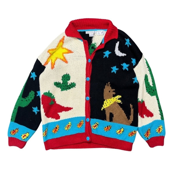 raphels Sweaters - RARE Vintage hand knitted southwest sweater size large oversized